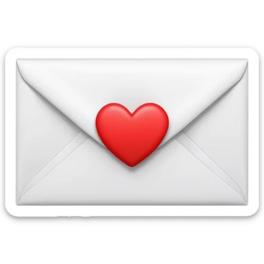 closed white envelope with a single red heart sticker in the center, smooth and clean, minimal details, bright and saturated colors, glossy highlight


 sticker