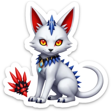  gothic edgy badass spiked scaley Bastet-Gatomon-Digimon-Fakémon-Pokémon-creature (full body) sticker