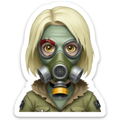 Zombie in gas masks woman sticker