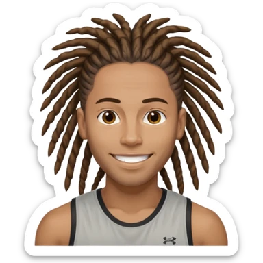 Create an emoji of rey. he has dreadlocks, african american, he's an athlete handsome with a million dollar smile. he's also a strength coach who values performance training sticker