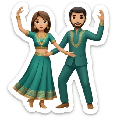 pakistani dancing man and woman fully clothed full body sticker