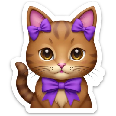 Brown kitty with a purple bow sticker