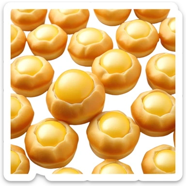 3D rendered authentic Hong Kong egg puffs (港式鸡蛋仔) with golden egg-shaped bubbles, perfect crispy exterior, hyper-realistic texture, glossy finish, soft lighting, traditional hexagonal pattern sticker