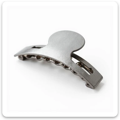 realistic hairclip made of platinum metal, photorealistic, isolated, no hair, neutral background sticker