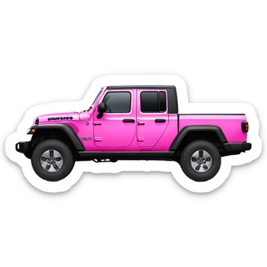 Realistic hot pink to pastel pink ombre Jeep Gladiator truck. sticker