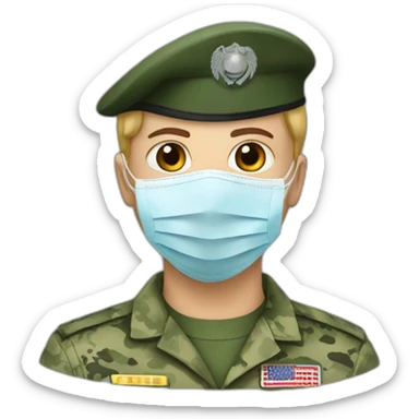 a military Headshot in a Medical masks sticker