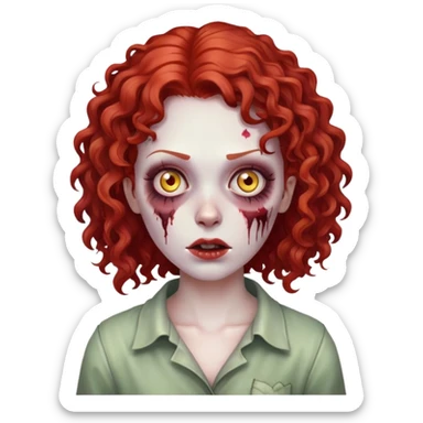 zombie feminina com o cabelo ruivo cacheado sticker