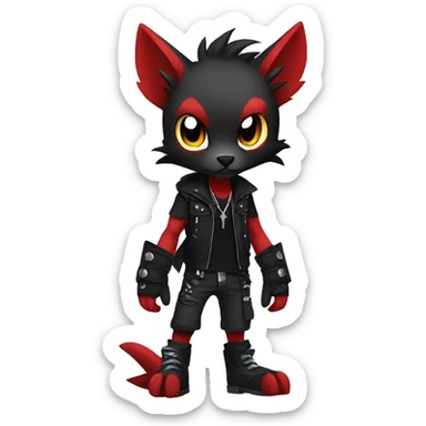 cool edgy black punk red animal hybrid Fakemon full body sticker