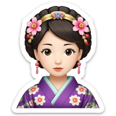 Japanese Princess with floral hairpin sticker