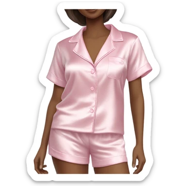 satin light pink short pjs sticker