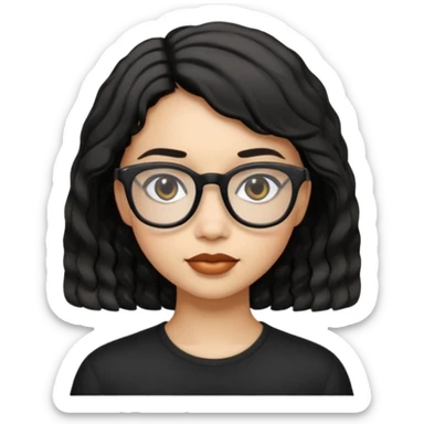niña con pelo ondulado corto pero no tan corto color negro y lentes negros sticker