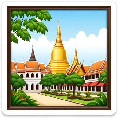 ​Cinematic Realistic Nakhon Pathom, Thailand, depicted as a historic cityscape dominated by the iconic Phra Pathom Chedi, surrounded by lush gardens, bustling local markets, and traditional Thai architecture, bathed in warm golden light and rendered with rich textures that capture its cultural and historical significance, sticker