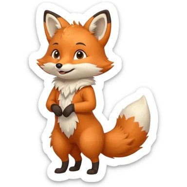 A cute fox emoji, full body, standing in side view. sticker