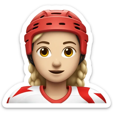 Girl hockey player wearing canada jersey sticker