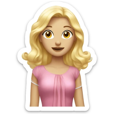 blonde girl in flowing dress in a bubble sticker