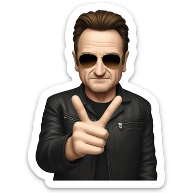 Bono doing peace sign sticker