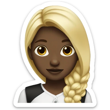 blonde girl with black horse sticker