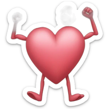 Heart with a drawn face and arms and legs coming out of it sticker