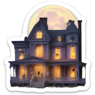 Barbie’s very old extra large run-down frightening dangerous ghost-ridden haunted dream house nightmare scenario full harvest moon  sticker
