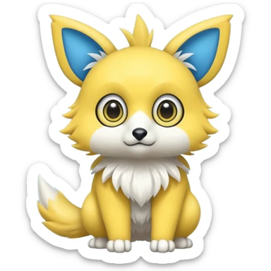 Cute cool blue yellow animal hybrid Fakemon full body sticker