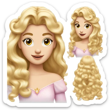 Princess Aurora blonde ringlets and bangs  sticker