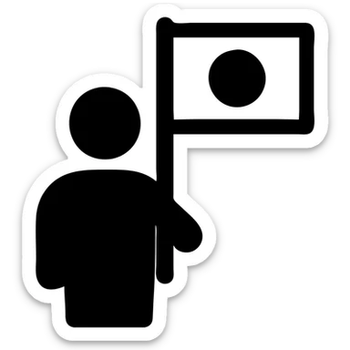 person with Japanese flag sticker