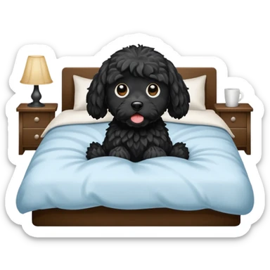 Black cockapoo having a fever throwing up in bed  sticker