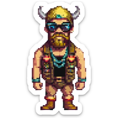 Techno Viking with sunglasses sticker