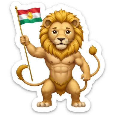 lion waving the Kurdistan flag sticker