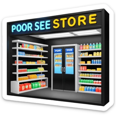 Convenience store named poor store and more sticker