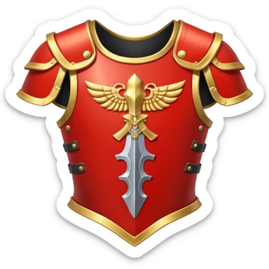 gold-red cuirass + twin blades. negative : characters sticker