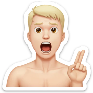 Hand around a guys neck yelling  sticker