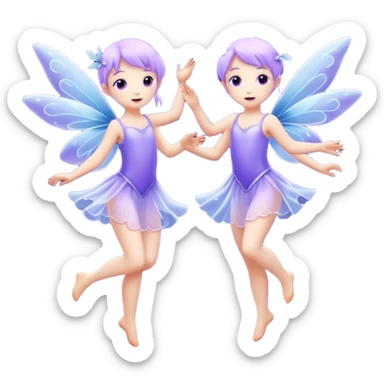 little purple fairies are dancing in the sky sticker