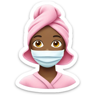 Girl with towel on head and pink face mask on sticker