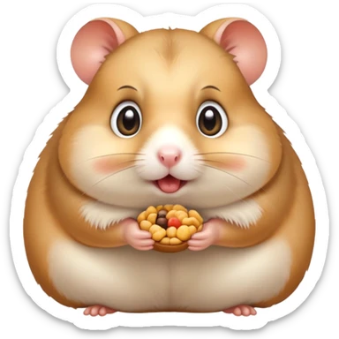 surprised hamster with puffed cheeks full of food, wide eyes sticker