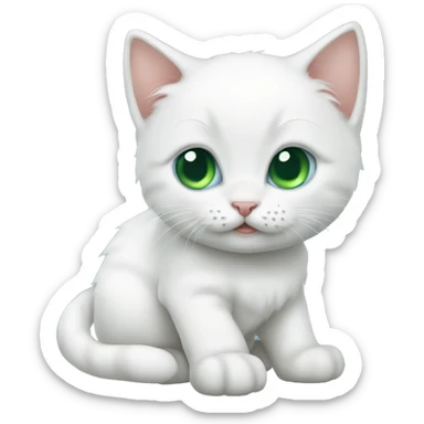 white kitten one eye blue one eye green sticker