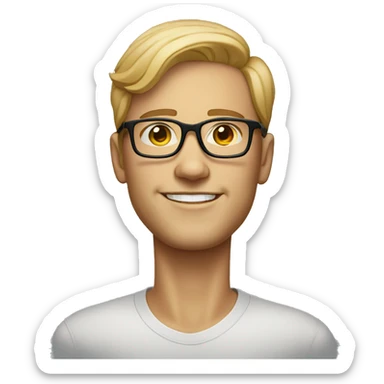 realistic portrait of a good looking guy with light skin wearing glasses sticker