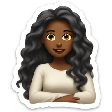 Beautiful black woman long hair waking up with sun behind her bed sticker