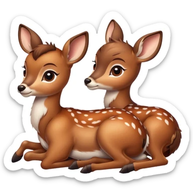 two Bambi deer are lying down sticker