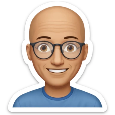 Bald moroccan man with glasses skinny sticker
