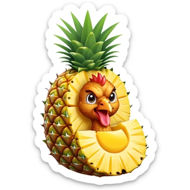 General tso chicken inside of half a cut open hollow pineapple  sticker