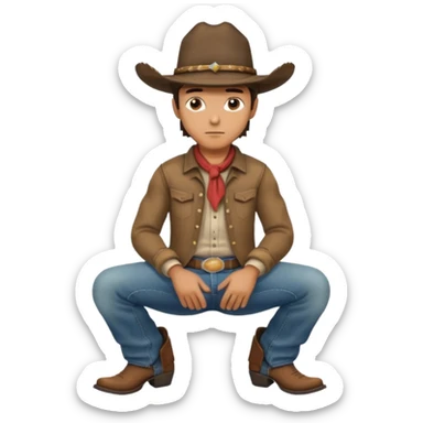 side profile of cowboy with kneews bent and hands on knees sticker