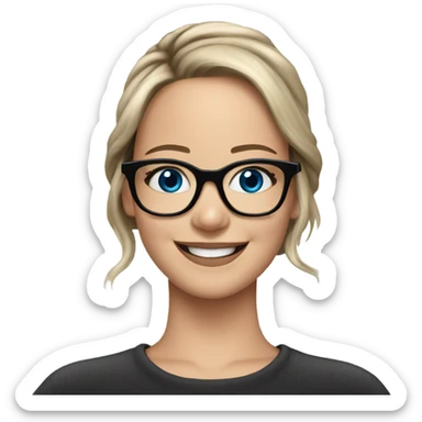 Brunette Jennifer Lawrence wearing black glasses and blue eyes happy  sticker