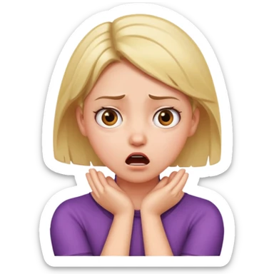 girl with her arms crossing her neck with a shocked or mad face sticker