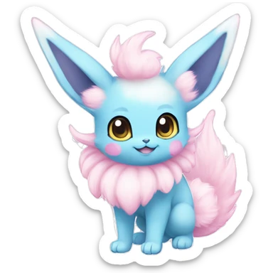 Kawaii Pastel Cotton-Candy-Colored Eeveelution-Cute-Pokémon-fusion full body sticker