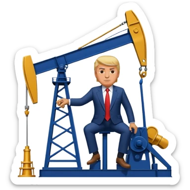 Trump riding a oil pump jack saying “drill baby drill” sticker