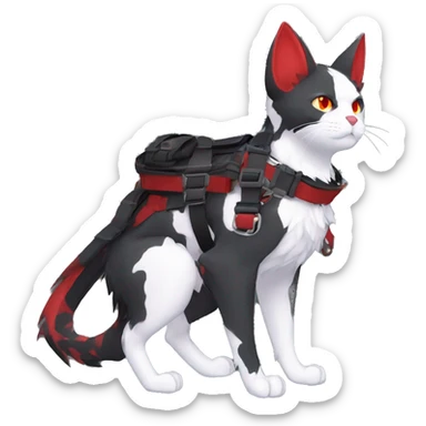 cool edgy black punk red ethereal fantasy nargacuga-bat-cat-Fakemon collar harness full body sticker