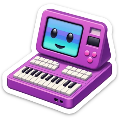 Necesito botones para un reproductor de música, los botones tienen que mezclar un estilo pixel art con vaporwave y usar como coló principal un morado. sticker