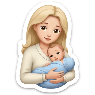 Mother cradling and nursing infant, caring pose sticker