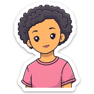mixed-race girl with shaved curly black hair sticker